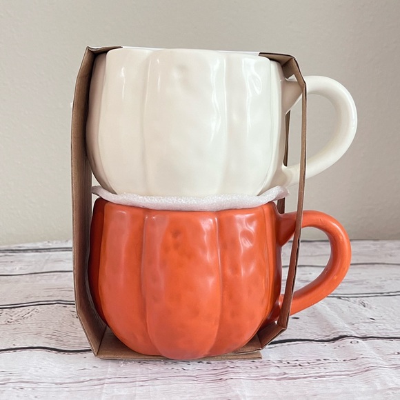 Target Bullseye Playground Fall Ceramic Pumpkin Mug Set - Cream and Orange 🎀 - Picture 1 of 4